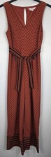 Miss Selfridge Jumpsuit Size 6 Petite Burnt Orange Black Polkadot Y2k Party Work