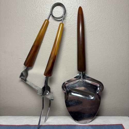Vtg bakelite meat serving fork - bakelite,
