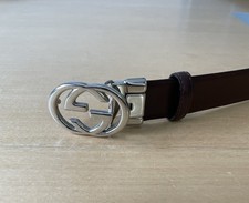 Gucci Vintage Double G Logo Black And Brown Reversible Belt