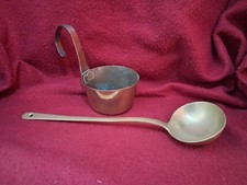 Antique Vintage Copper Dairy Milk Measure Dipper & Brass Ladie