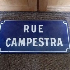 Old vintage French street sign Heavy "Rue  Campestra"
