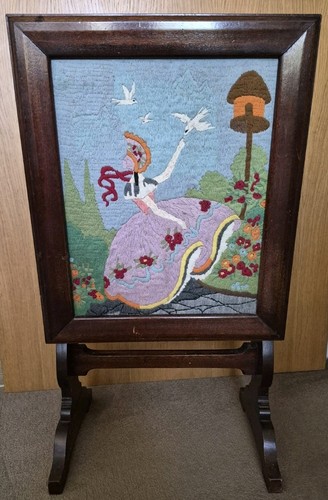 Vintage mahogany firescreen - mahogany,