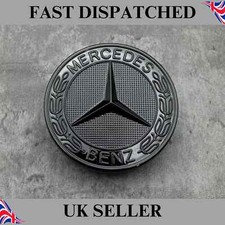 MERCEDES BENZ SPORT GLOSS BLACK BONNET BADGE - 57MM NEW - C E S CLK AMG CLASS Uk