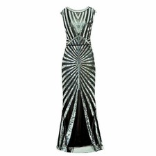 Vintage 1920's Flapper Dress Great Gatsby PROM Party Cocktail Sequins Long Dress