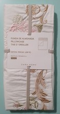 ZARA HOME Embroidered Pillowcase Pair GOLD & PINK New 50x75cm