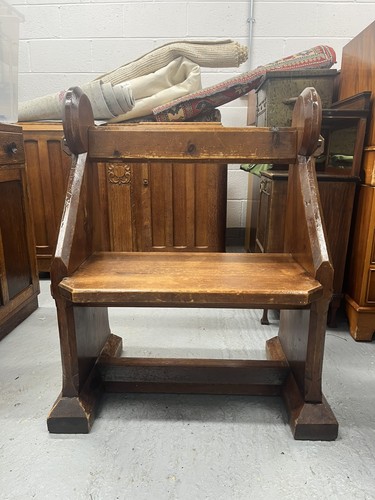 Antique oak settle bench hall - oak,