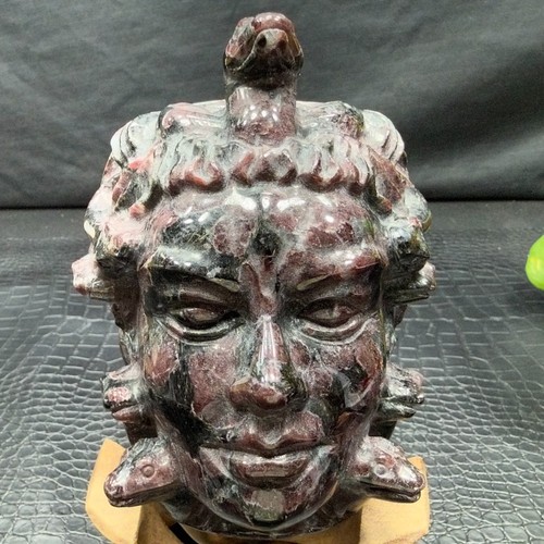 Natural garnet medusa skull - natural,