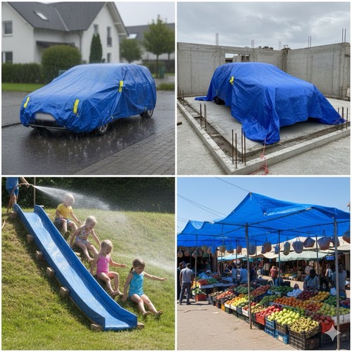Blue waterproof tarpaulin - blue,
