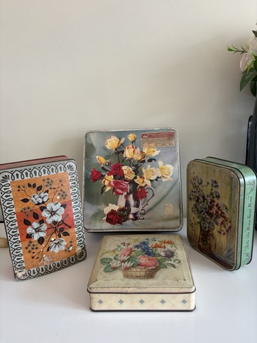 Vintage floral storage - floral, tins