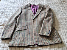 Check brown tweed men's jacket