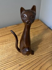 Wooden Tall Cat Sculpture