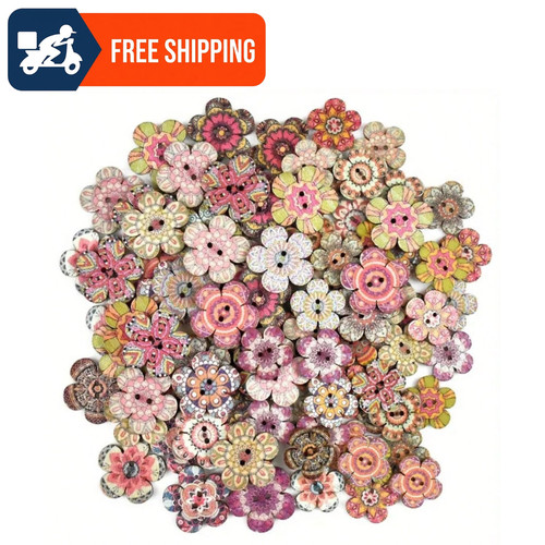 100pcs vintage wooden flower - wooden,