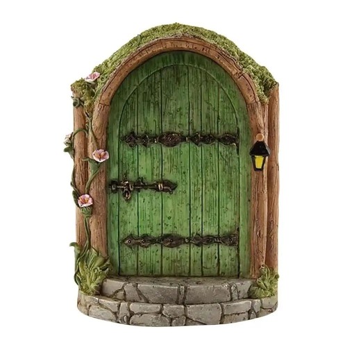 Green fairy door wooden - door,