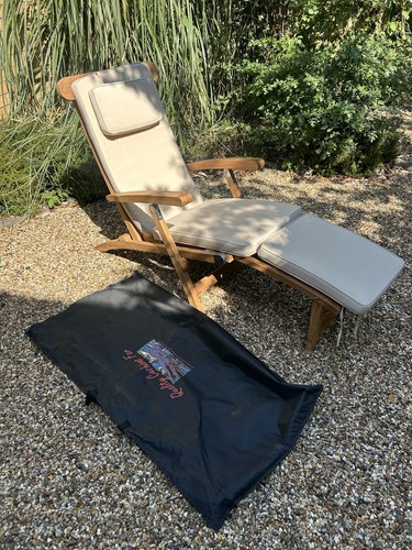 Teak steamer chair recliner - chair,