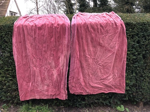 Pair vintage velvet red pink - pair,