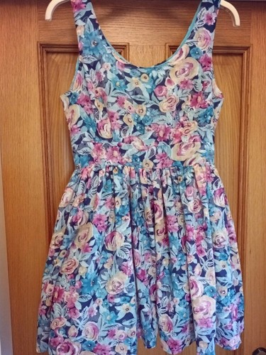 Stylish blue floral dress - blue,