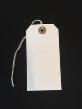 White Strung Tie On Tags String Luggage Labels Wedding Craft Gift 120mm x 60mm