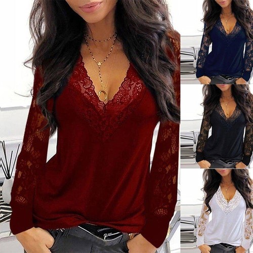 Women lace neck tops - women,
