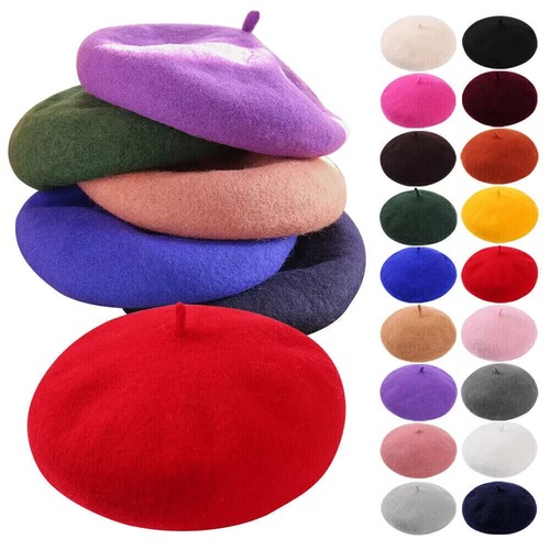 Plain beret hat wool - hat,