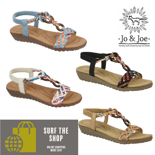 Ladies beaded bar low wedge - beaded,