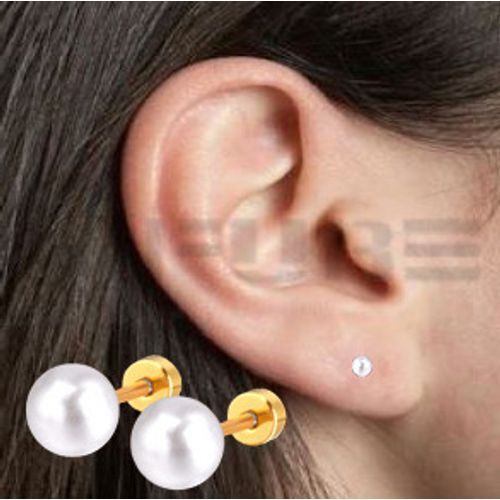 4mm gold flat screwback - gold,