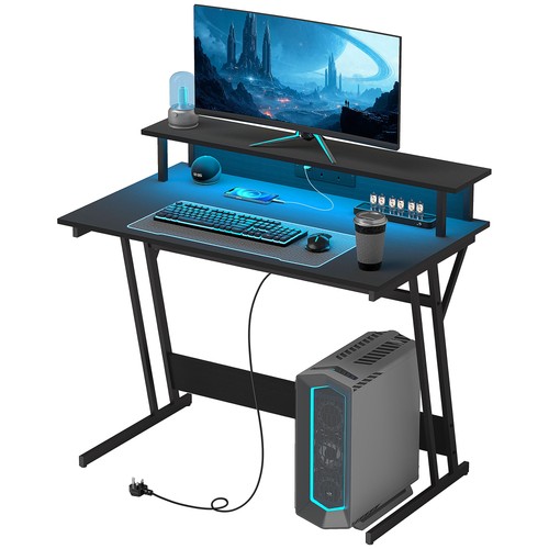 Homcom led gaming desk with - desk,