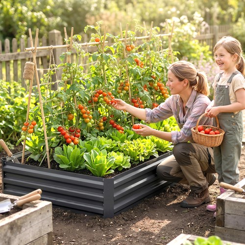 Galvanised steel raised garden - galvanised,