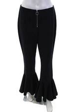 Scripted Womens Zipped Elastic Waist Bell Bottom Cropped Dress Pants Blue Size M