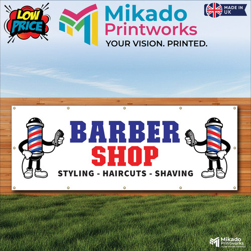 Barber shop white banner - barber,