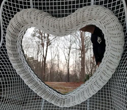 Vtg heart shaped wicker - heart,