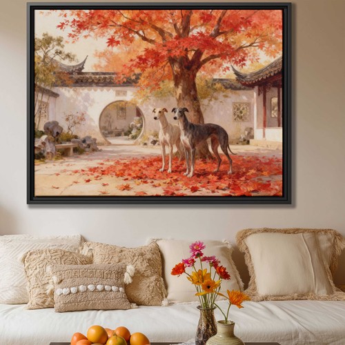 Dog whippet oil painting - oil,