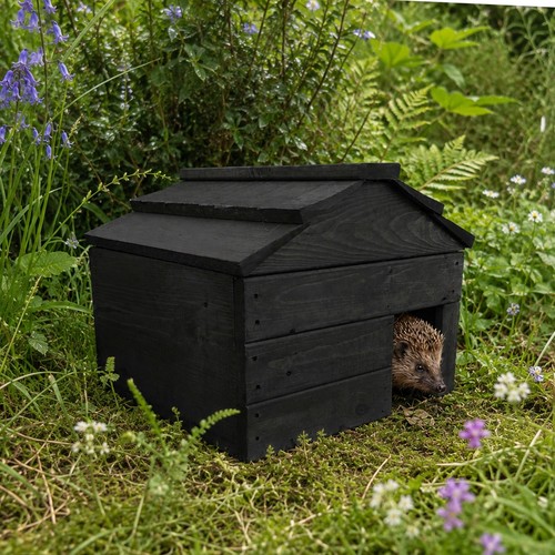 Handmade hedgehog house - house, black