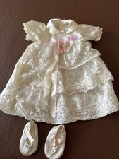 BABY ANNABELL CREAM  CHRISTENING GOWN DRESS & SHOES
