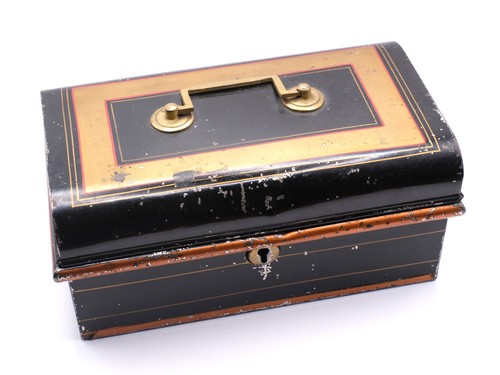 Vintage metal cash money box - money,