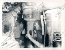 1961 Woman Looks Through Submarine Periscope Press Photo