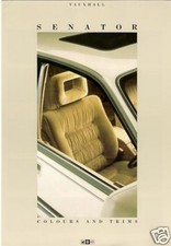 Vauxhall Senator Colour & Trim 1987-88 UK Market Foldout Brochure 2.5i 3.0i CD