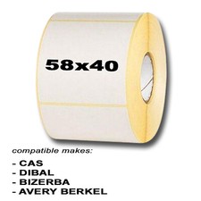 SCALE LABELS - CAS (58x40mm) Dibal, Bizerba, Avery Berkel - 8, 16, 24, 44 Rolls