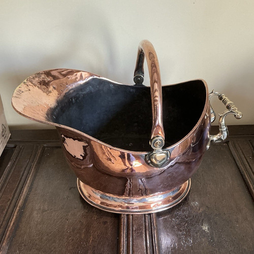 Victorian copper coal scuttle - copper,