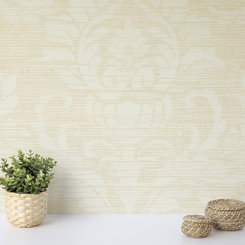 Cream damask wallpaper - cream,