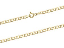 9ct Yellow Gold Necklace Chain Hollow Curb Diamond Cut 16in-20in Hallmarked