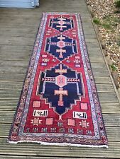 Gorgeous hand knotted oriental wool runner rug  red blue 261 x 83