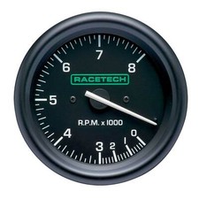 Racetech 80mm Tachometer - 0-10,000 RPM, Black, Rev Counter (For 4 6 8 Cylinders