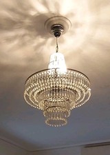 Laura Ashley Chrome Yasmin 5 Light tiered Chandelier Art Deco