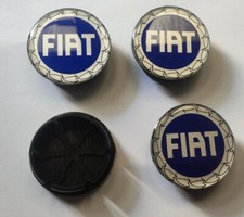 4 pcs Fiat Alloy Wheel Center Cap Hub Centre Caps Brand New Blue Silver 50mm