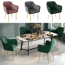 Velvet Dining Chair Velvet Upholstered Kitchen Armchair Metal Legs Living Room