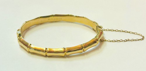 Vintage 9ct solid gold - solid, bamboo