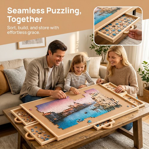 Wooden jigsaw puzzle table - wooden,