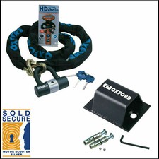Oxford 2M HD Motorcycle Motorbike Chain Lock Secure + Ground Anchor Lock Point