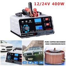 400W HEAVY DUTY 12V/24V AUTOMATIC CAR BATTERY CHARGER SMART PULSE REPAIR TRICKLE