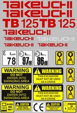 Decal Sticker set for: Takeuchi TB125  Mini Digger Pelle Bagger Excavator